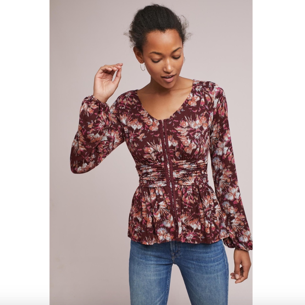 Anthropologie Corseted Knit Top